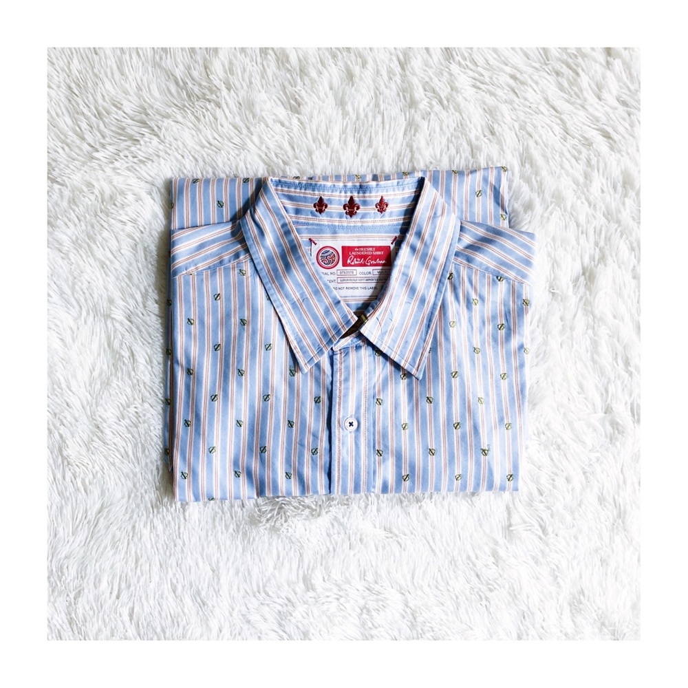 Robert Graham Men's Blue Long Sleeve Button Up 2XL